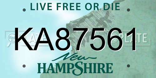 KA87561 New Hampshire License Plate