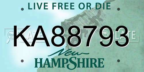 KA88793 New Hampshire License Plate