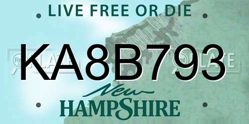 KA8B793 New Hampshire License Plate