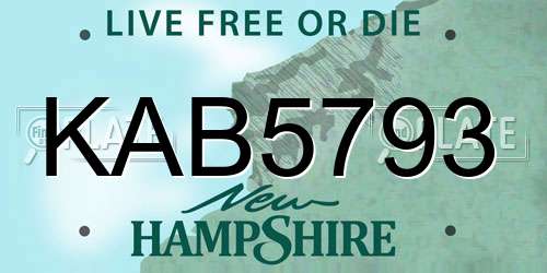 KAB5793 New Hampshire License Plate