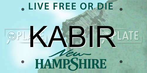 KABIR New Hampshire License Plate