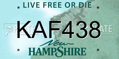 KAF438 New Hampshire License Plate