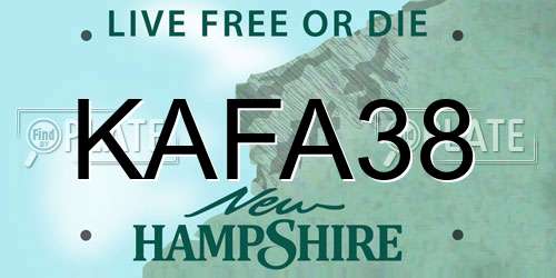 KAFA38 New Hampshire License Plate