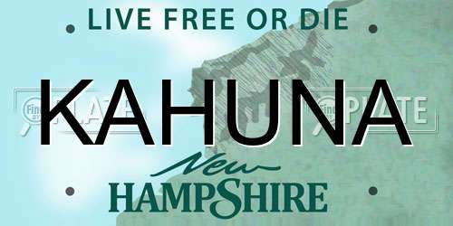 KAHUNA New Hampshire License Plate