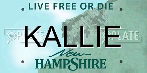 KALLIE New Hampshire License Plate