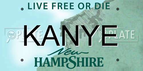 KANYE New Hampshire License Plate