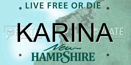 KARINA New Hampshire License Plate