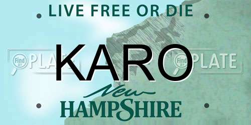 KARO New Hampshire License Plate