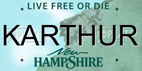 KARTHUR New Hampshire License Plate