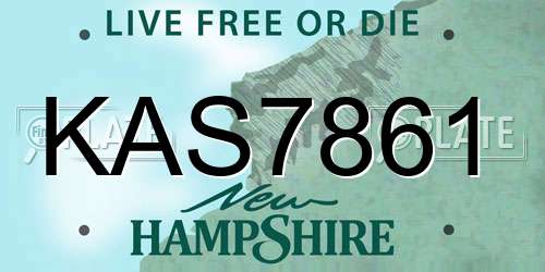 KAS7861 New Hampshire License Plate