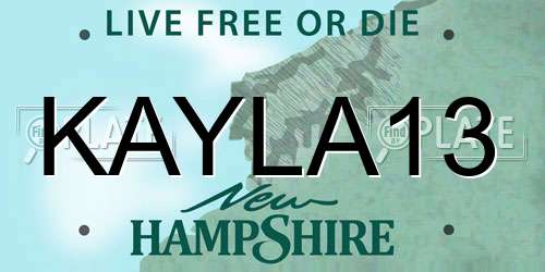 KAYLA13 New Hampshire License Plate