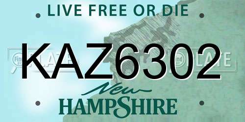 KAZ6302 New Hampshire License Plate