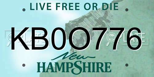KB0O776 New Hampshire License Plate