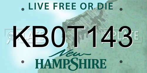 KB0T143 New Hampshire License Plate