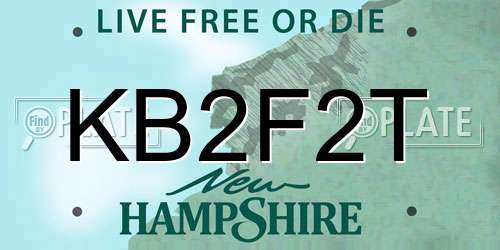 KB2F2T New Hampshire License Plate