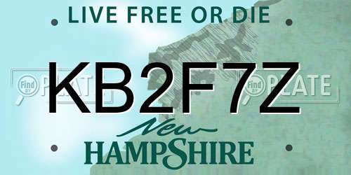 KB2F7Z New Hampshire License Plate