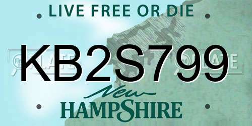 KB2S799 New Hampshire License Plate