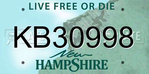 KB30998 New Hampshire License Plate