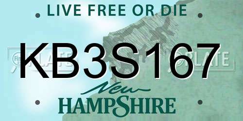 KB3S167 New Hampshire License Plate