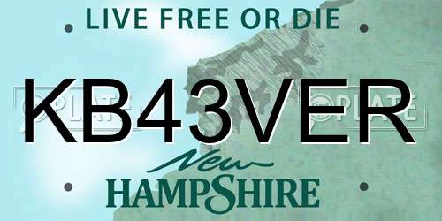 KB43VER New Hampshire License Plate