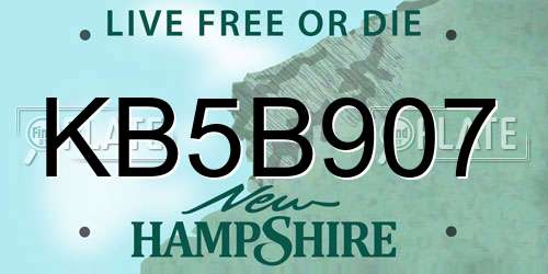 KB5B907 New Hampshire License Plate