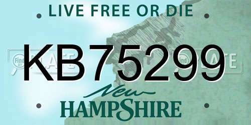 KB75299 New Hampshire License Plate