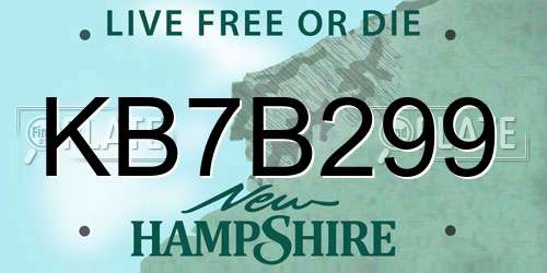 KB7B299 New Hampshire License Plate