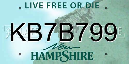 KB7B799 New Hampshire License Plate