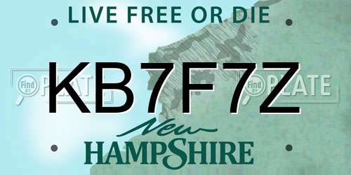 KB7F7Z New Hampshire License Plate