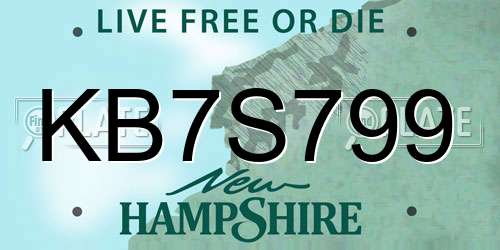 KB7S799 New Hampshire License Plate