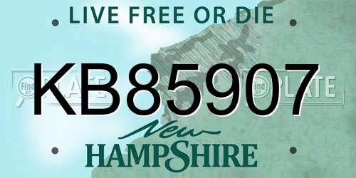 KB85907 New Hampshire License Plate
