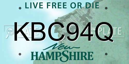 KBC94Q New Hampshire License Plate