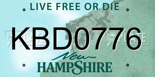 KBD0776 New Hampshire License Plate