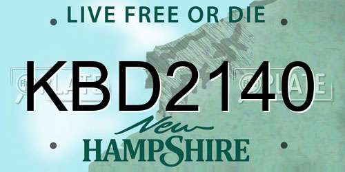 KBD2140 New Hampshire License Plate