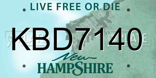 KBD7140 New Hampshire License Plate