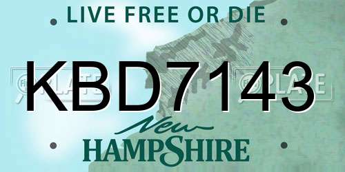 KBD7143 New Hampshire License Plate