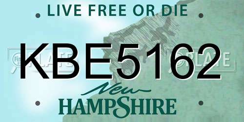 KBE5162 New Hampshire License Plate