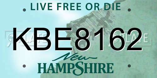 KBE8162 New Hampshire License Plate