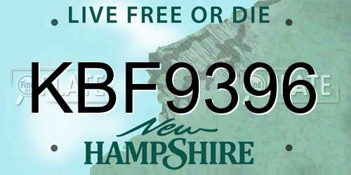 KBF9396 New Hampshire License Plate