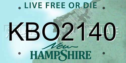 KBO2140 New Hampshire License Plate