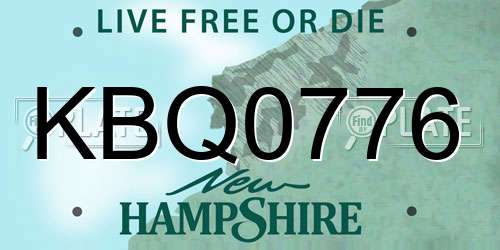 KBQ0776 New Hampshire License Plate