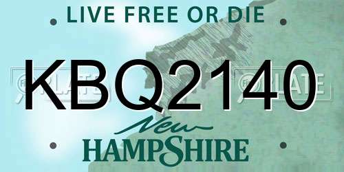 KBQ2140 New Hampshire License Plate