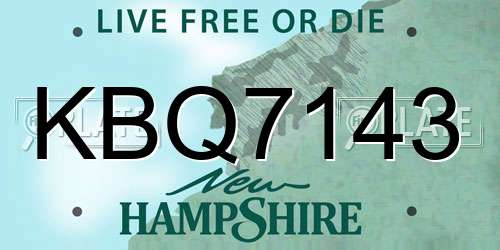 KBQ7143 New Hampshire License Plate