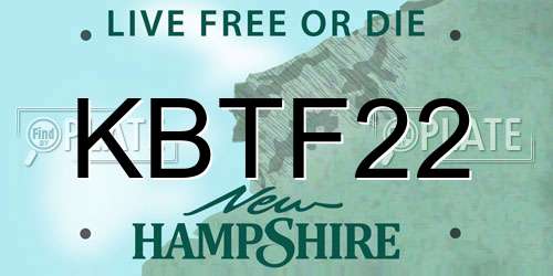 KBTF22 New Hampshire License Plate