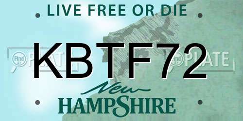 KBTF72 New Hampshire License Plate