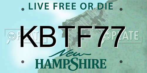 KBTF77 New Hampshire License Plate