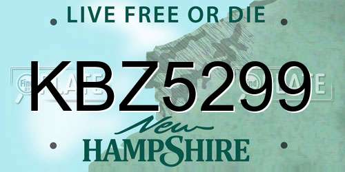 KBZ5299 New Hampshire License Plate