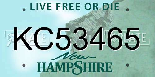 KC53465 New Hampshire License Plate