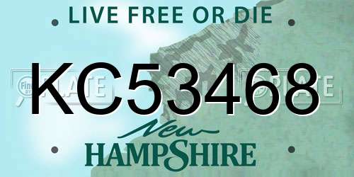 KC53468 New Hampshire License Plate