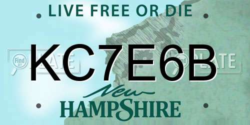 KC7E6B New Hampshire License Plate